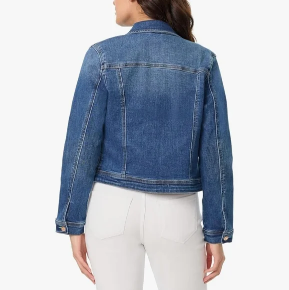 Kensie Jeans XL Denim Trucker Jacket Dark Wash Stretch Y2K Retro Grunge - Picture 7 of 10